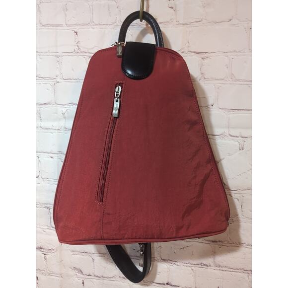 Baggallini Metro Convertible Backpack Nylon Rusty Red Sling EUC Travel - Picture 1 of 14